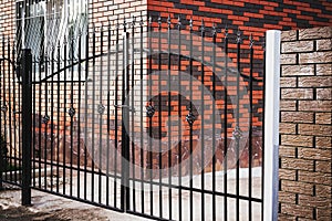 Beautiful brick and Metal Fence with Door and Gate of Modern Style Design Metal Fence Ideas