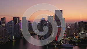 Beautiful Brickell Miami 4k 60p twilight aerials