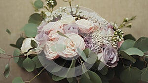 Beautiful bridal bouquet on the table