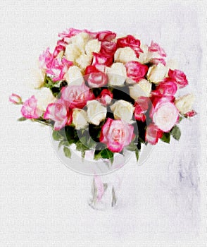 Beautiful bridal bouquet on a white background, watercolor style