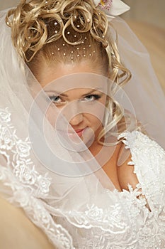 Beautiful bride with blond hair