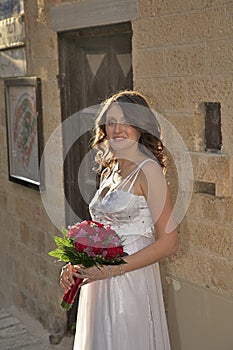 The beautiful bride with bouquet