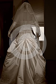 Beautiful bride dress and arms down