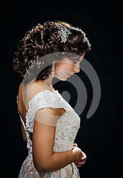 Beautiful bride with fashion wedding hair-style