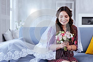 Beautiful bride feeling extremely excited