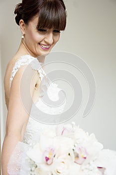 Beautiful bride with her bouquet photo