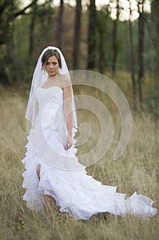 Beautiful bride in a natural outdoor setting