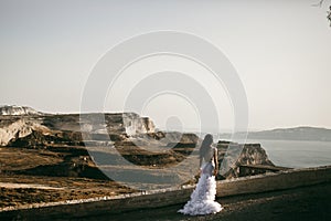 Beautiful bride on sea shore