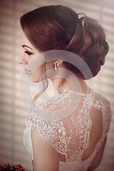 Beautiful bride with stylish make-up