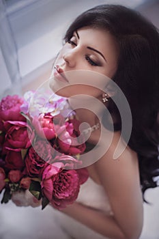 Beautiful bride with stylish make-up