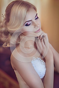 Beautiful bride with stylish make-up