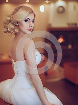 Beautiful bride with stylish make-up