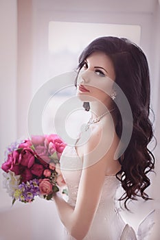 Beautiful bride with stylish make-up