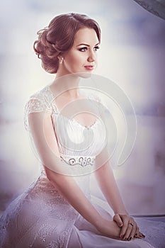 Beautiful bride with stylish make-up