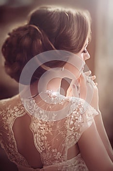 Beautiful bride with stylish make-up