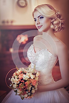 Beautiful bride with stylish make-up