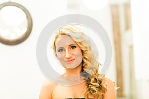 Beautiful bride wedding with makeup and hairstyle