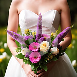 Beautiful Bride in white wedding dress