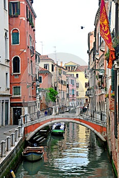 Beautiful bridge and canal in Venice, Italy