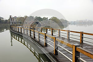 Beautiful bridge in chinses city park