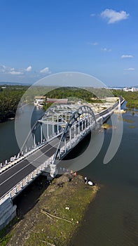 Beautiful bridge in coast java island, pangandaran, west java from beautiful drone photo