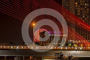 Beautiful bridge during night time (Tran Thi Ly Bridge) 2016.