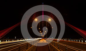 Beautiful bridge during night time (Tran Thi Ly Bridge) 2016.