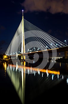 Beautiful bridge reflection into the water