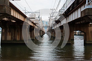 Beautiful bridge at Umeda from across the Yodogawa River
