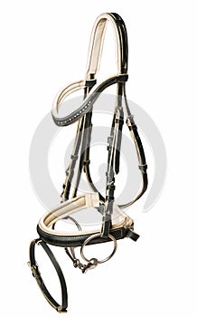 Beautiful bridle with bit isolated on white