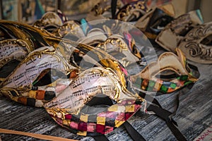 Beautiful and bright carnival Venetian masks close-up