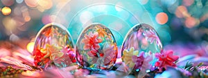 Beautiful bright Easter eggs. selective focus.