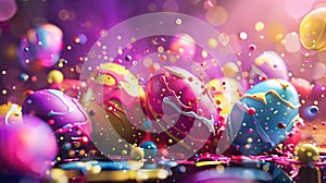 Beautiful bright Easter eggs. selective focus.