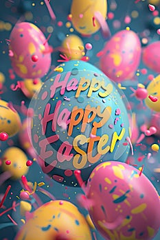 Beautiful bright Easter eggs. selective focus.