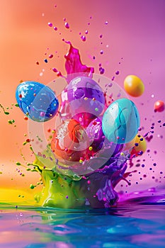 Beautiful bright Easter eggs. selective focus.