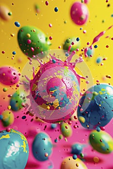 Beautiful bright Easter eggs. selective focus.