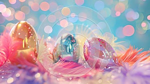 Beautiful bright Easter eggs. selective focus.