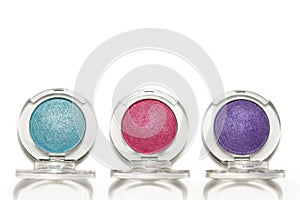 Beautiful bright eye shadows isolated on white backgrond