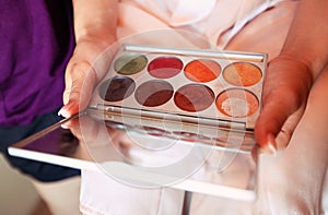 Beautiful bright eye shadows makeup tool powder colours