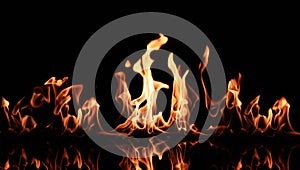 Beautiful fire flames on black background