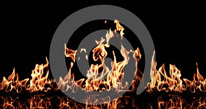Beautiful fire flames on black background