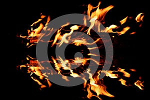 Fire flame water reflection bonfire