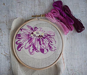 Beautiful bright flower embroidered
