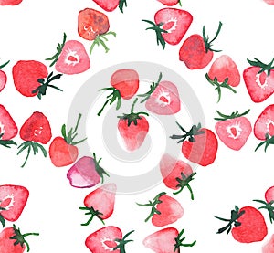 Beautiful bright juicy tasty red pink strawberry circle pattern