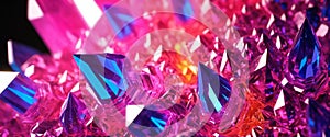 Beautiful bright lucent crystals, close-up abstract background photo