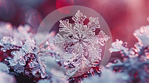 Beautiful bright macro photography of a snowflake