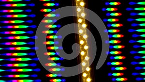 Beautiful bright and multi-color image of light diffraction from a rotating line of LEDs. LED emission spectrum illustration