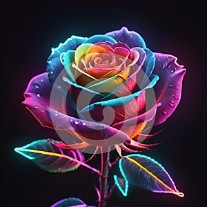 beautiful bright rose on a dark background with gradient