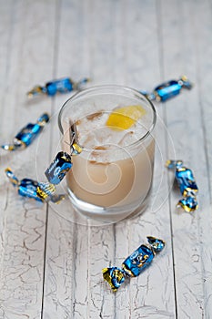 Beautiful, bright spring-summer cocktails made from freshly squeezed fruits and vegetables, on a loft background