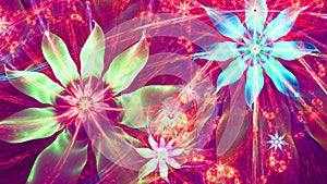 Beautiful bright vivid modern flower background in shining pink,green,blue,red colors photo